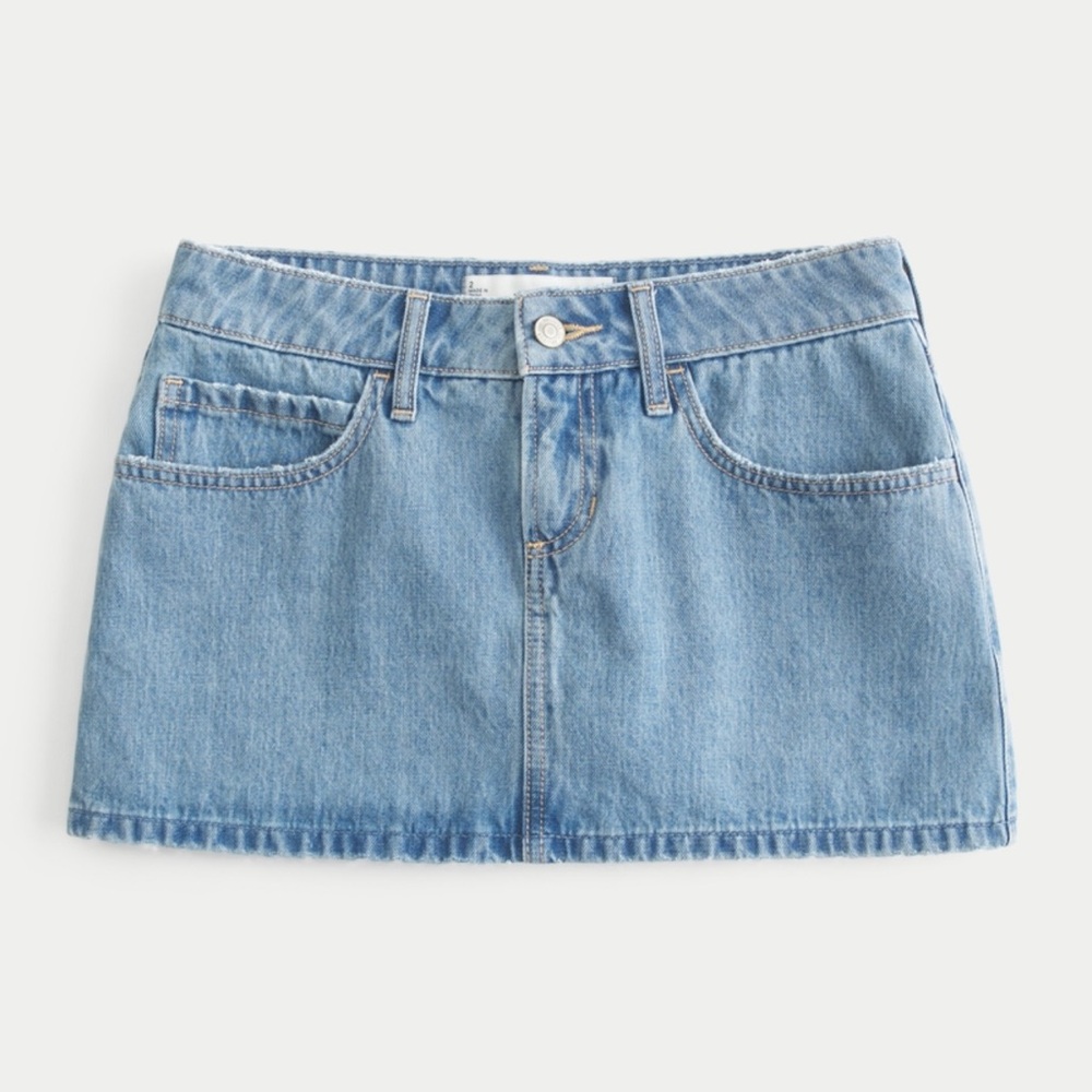 Low-Rise Medium Wash Denim Mini Skort